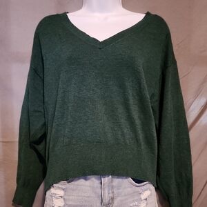 a new day Women's V-Neck Sweater - Dark Green